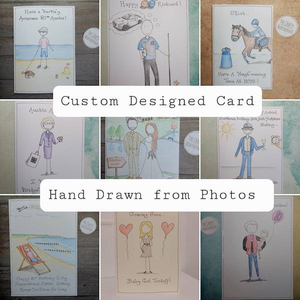 Custom Designed Cards, Bespoke Made to Order Cards,Unique Birthday Cards for Mums, SUP Cards for Friends,  Relatives, Him or Her, LGBT Cards