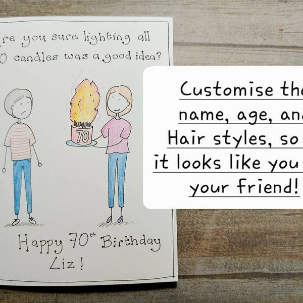 Customisable 70th Birthday Card for Women, for Ladies, for Her, For Friend, for Sister, for Auntie, for Mum, for Grandma