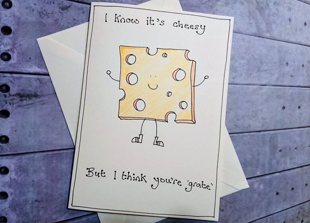 Cheese Joke Birthday or Thankyou Card for Him or Her, Cheesy Cards for Husband, Fiancee, Wife