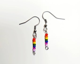 Rainbow Drop Earrings, Rainbow Bead Earrings, Colourful Earrings,  Teacher Gift, Cute Earrings, Hypoallergenic Earrings, Drop Earrings.