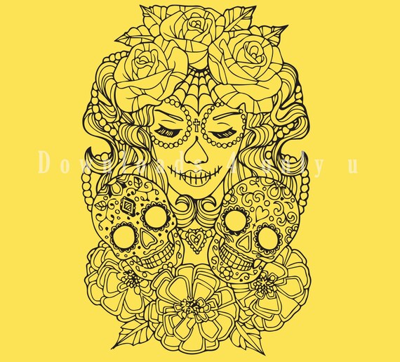 Download Svg Quote Womens Sugar Skull Lady Mandalavector Pdf Png Etsy
