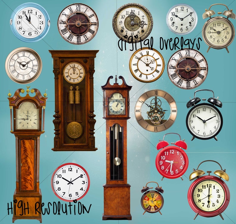 DIGITAL OVERLAYS Clocks Png Digital Etsy