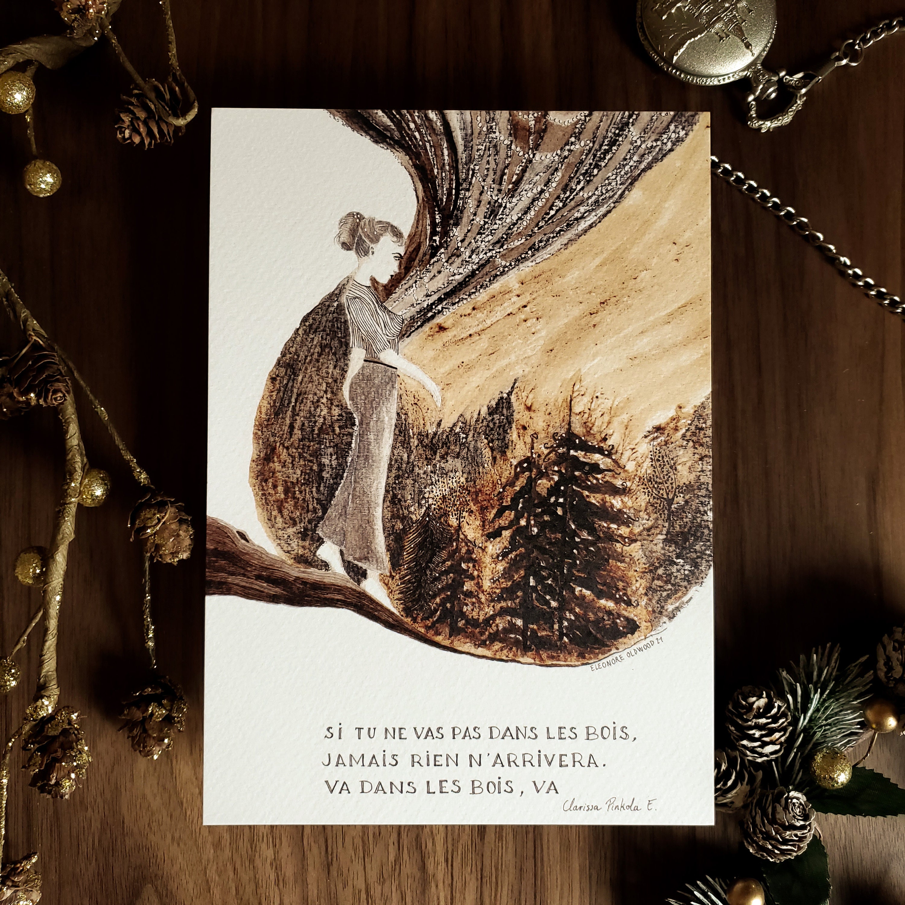 Illustration Dans Les Bois - Femmes Qui Courent avec Loups