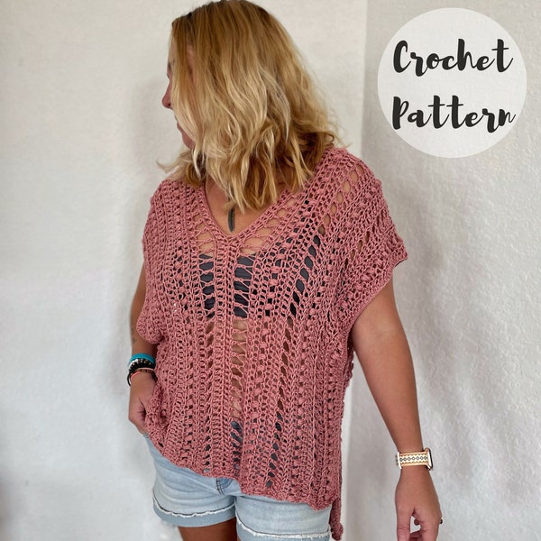 Crochet Pattern/ Crochet Shirt Pattern/ The Haven Tee / Easy Crochet Top Pattern/ Boho Crochet Top/ Summer Crochet Tee