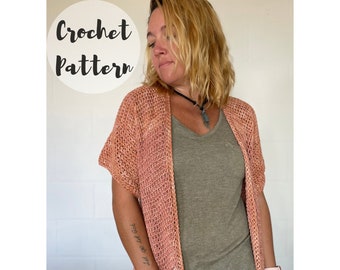 Crochet Pattern/ Crochet Cardigan Pattern/ Light Weight Cardigan Pattern/ Crochet Sweater Pattern/ Short Sleeve Cardigan/ The Sparrow Cardi