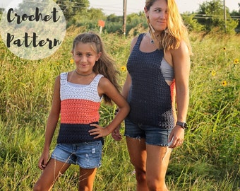 Häkelanleitung / The Summer Breeze Tank Pattern Bundle / Erwachsenen- und Kindergrößen / Crochet Top Pattern / Easy Crochet Tank Top Pattern /