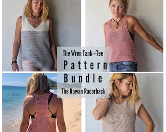 Crochet Pattern Bundle// Crochet Tank Top Pattern// Crochet Tee Pattern// Crochet Top Pattern// Easy Crochet Tank Top Pattern
