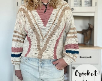 Crochet Pattern/ Crochet Sweater Pattern/ Crochet Pullover Pattern/ Tapestry Crochet Sweater/ Tapestry Crochet Pattern/ The Sedona Sweater