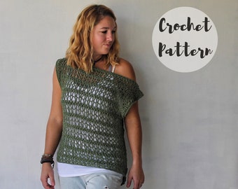 Crochet Pattern/ Crochet Top Pattern/ The Ivy Tee/ Crochet Mesh Top/ Crochet Lacy Tee Pattern/ Boho Crochet Top Pattern