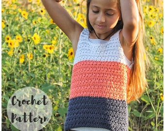 Häkelanleitung / The Kids Summer Breeze Tanktop / Häkeltop Muster / PDF DIGITAL DOWNLOAD