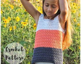 Crochet Pattern / The Kids Summer Breeze Tank/ Crochet Top Pattern/ Easy Crochet Tank Top Pattern/ PDF DIGITAL DOWNLOAD