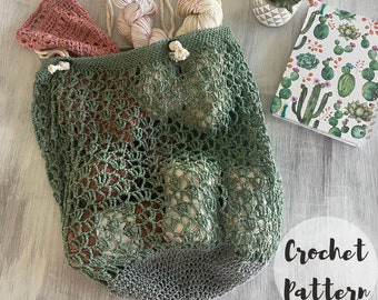 Crochet Pattern/ Market Bag Pattern/ Lacy Crochet Bag Pattern/ Farmer’s Market Bag Pattern/ Easy Crochet Tote/ The Journey Market Bag