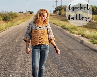 Crochet Pattern/ Crochet Sweater Pattern/ The Weekender Sweater/ Crochet Pullover Pattern/ Crochet Cropped Sweater Pattern/ Bulky Sweater