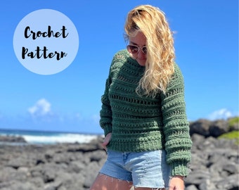 Crochet Pattern/ Easy Crochet Sweater Pattern/ Crochet Pullover Pattern/ Cropped Sweater Pattern/ The Haven Pullover