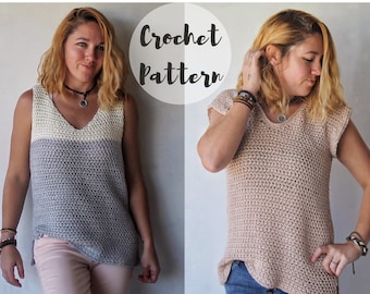 Crochet Pattern/ Crochet Top Pattern// The Wren Tank+ Tee// Crochet Tank Top Pattern// Crochet Tee Pattern// Crochet Top