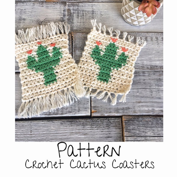 Crochet Pattern/ Crochet Coasters Pattern/ Crochet Cactus Coasters/ Crochet Coasters Pattern/ Crochet Coasters Square