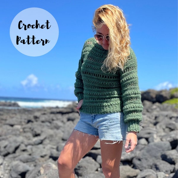 Crochet Pattern/ Easy Crochet Sweater Pattern/ Crochet Pullover Pattern/ Cropped Sweater Pattern/ The Haven Pullover