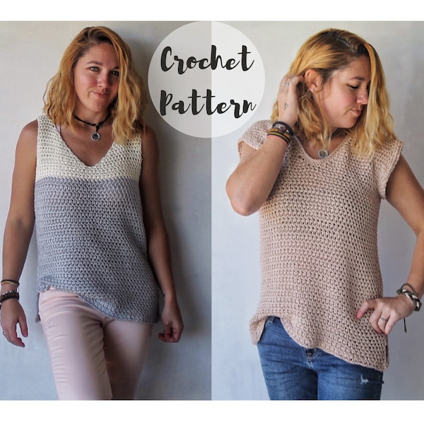 Modèle au crochet/ Modèle de haut au crochet// Débardeur + t-shirt The Wren// Modèle de débardeur au crochet// Modèle de t-shirt au crochet// Haut au crochet