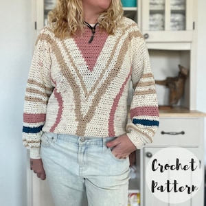 Crochet Pattern/ Crochet Sweater Pattern/ Women’s Crochet Pullover Sweater Pattern/ Tapestry Crochet Sweater/ The Sedona Sweater