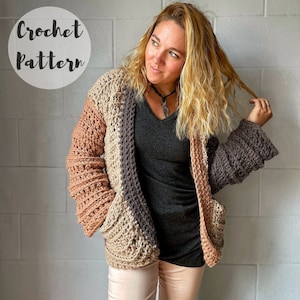 Crochet Pattern/ Crochet Cardigan Pattern // Chunky Cardigan Pattern// Beginner Crochet Cardigan// Easy Crochet Sweater//The Carli Cardigan image 1