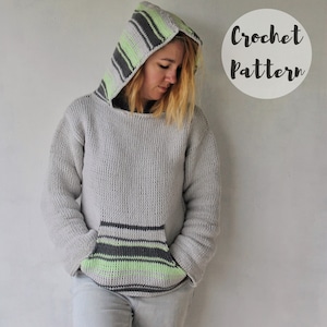 Crochet Pattern/ The Baja Hoodie/ Crochet Hoodie Pattern/Tunisian Crochet Pattern/ Crochet Pullover/ Crochet Sweater/ Unisex Crochet Pattern image 1