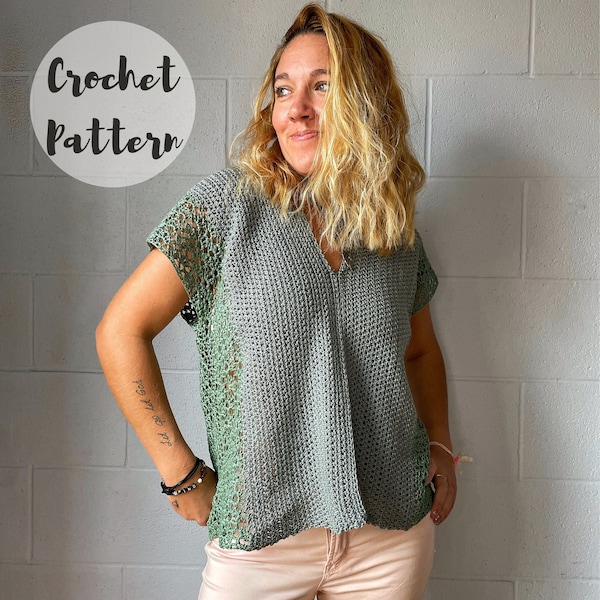 Crochet Pattern/ Crochet Top Pattern/ Easy Crochet Shirt/ Crochet Short Sleeve Top/ The Aurelia Top