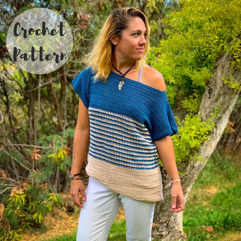 Crochet Pattern/ Crochet Tee Pattern/ The Harper Tee/ Easy Crochet Top Pattern/ Beginner Crochet Top Pattern image 1