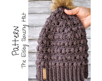 Crochet Pattern/ The Eisley Slouchy Hat/ Easy Crochet Pattern/ Slouchy Beanie Pattern/ Crochet Hat Pattern