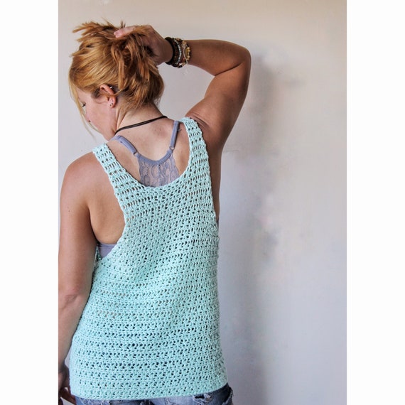 Summer Breeze Crocheted Blue and Green Tank Summer Breeze Crocheted Blue and Green Tank