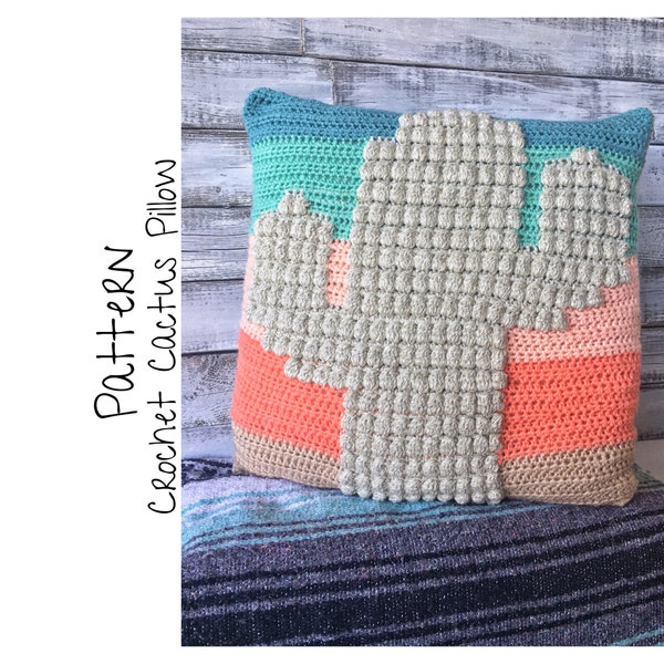 Crochet Pattern/ Crochet Pillow Pattern/ Crochet Cactus Pillow Pattern/ Crochet Pillow Cover Pattern/ Crochet Boho Pillow Pattern