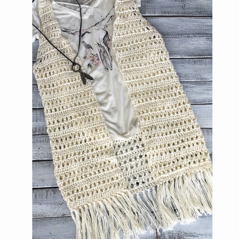 Crochet Pattern / Women's Summer Crochet Cardigan// Boho Hippie 70s Style Retro Festival Vest// The Quinn Cardi Vest PATTERN image 3