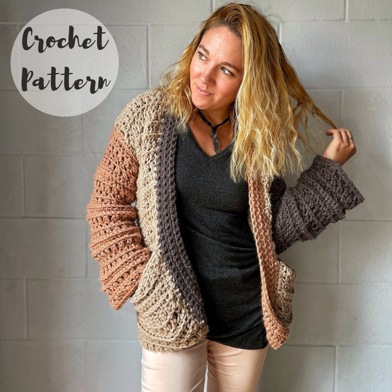 Crochet Pattern/ Crochet Cardigan Pattern // Chunky Cardigan Pattern// Beginner Crochet Cardigan// Easy Crochet Sweater//The Carli Cardigan image 1