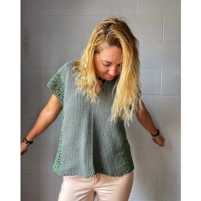 Crochet Pattern/ Crochet Top Pattern/ Easy Crochet Shirt Pattern/ Crochet Short Sleeve Top/ Crochet Tee Pattern/ The Aurelia Top image 2