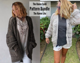 Crochet Pattern Bundle / The Haven and Haven Lite Cardi/ Crochet Cardigan Pattern/ Oversized Cardigan/ Crochet Sweater Pattern/ Light Cardi