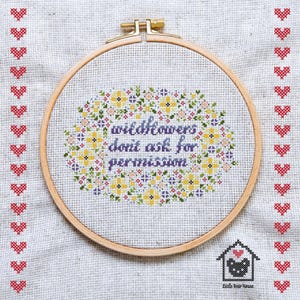 Wildflowers Floral Subversive Cross Stitch Pattern – Witty Grandmacore (PDF Pattern)