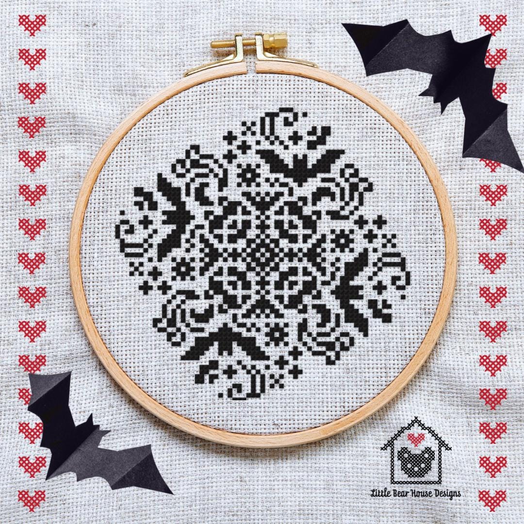 Batty Night Halloween Cross Stitch Pattern - Etsy