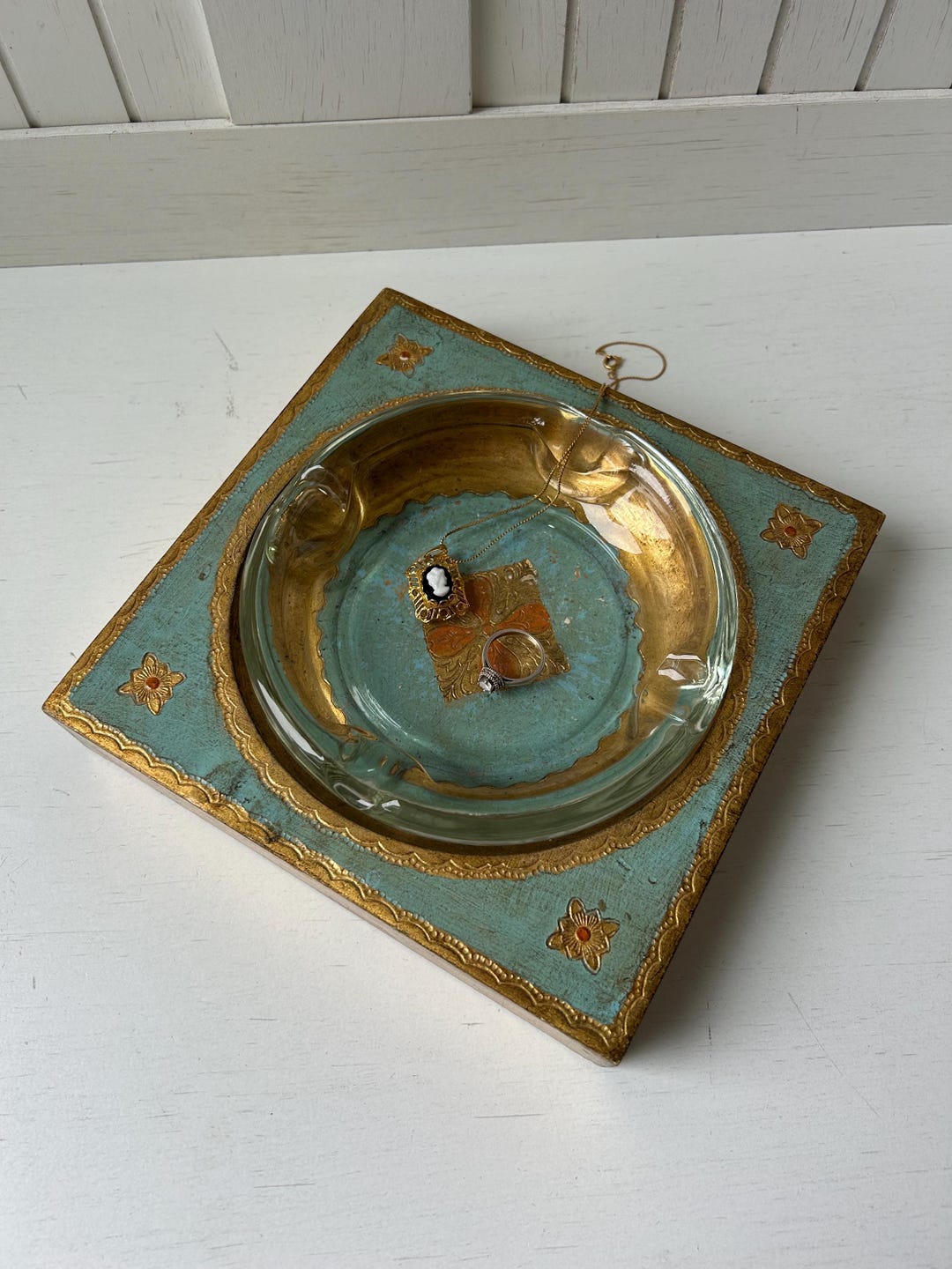 Blue and Gold Florentine Tray | Vintage Florentine Tray | Ornate ...
