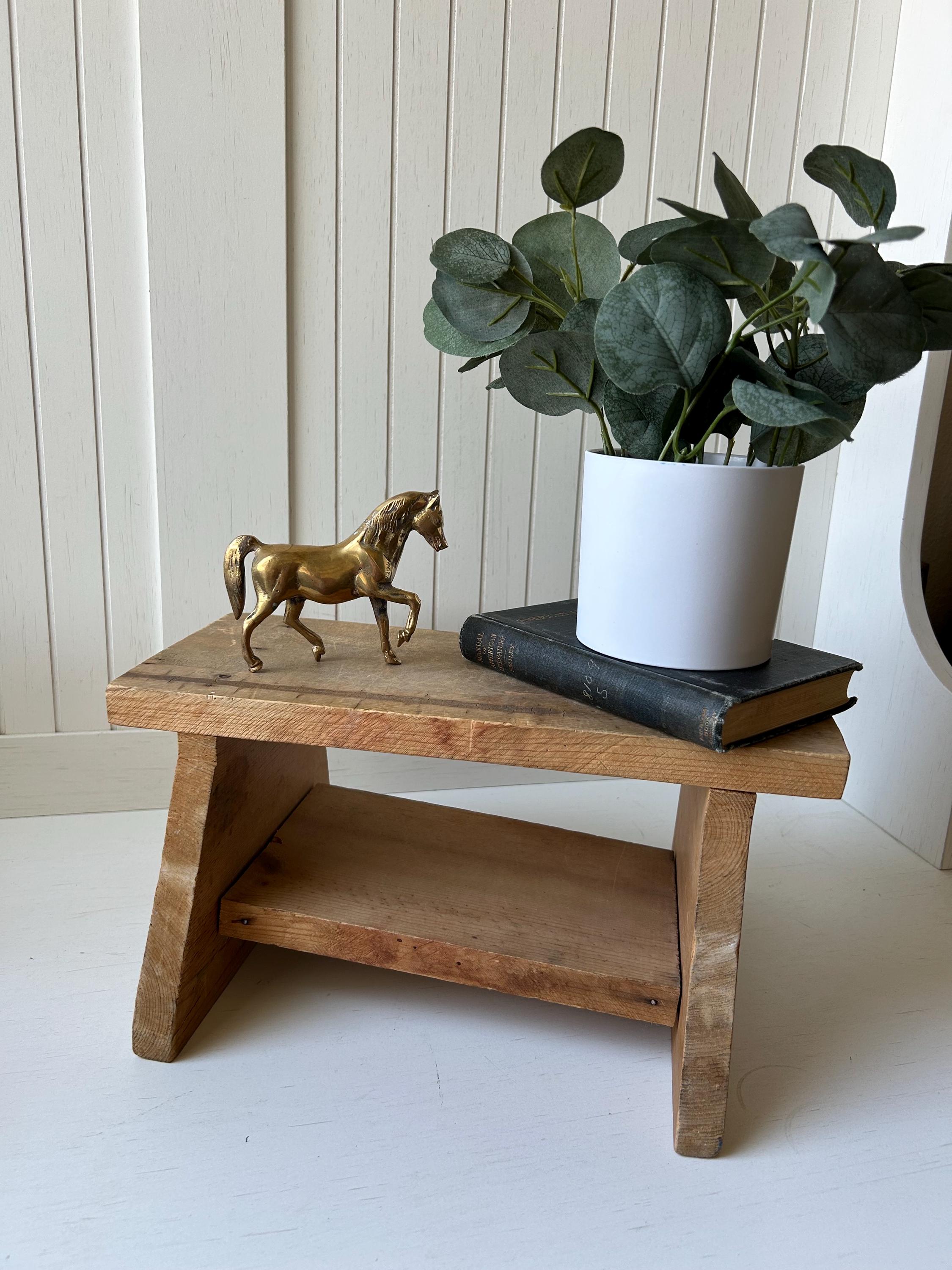 Vintage Handmade Wooden Stool | Rustic Plant Stand - Etsy