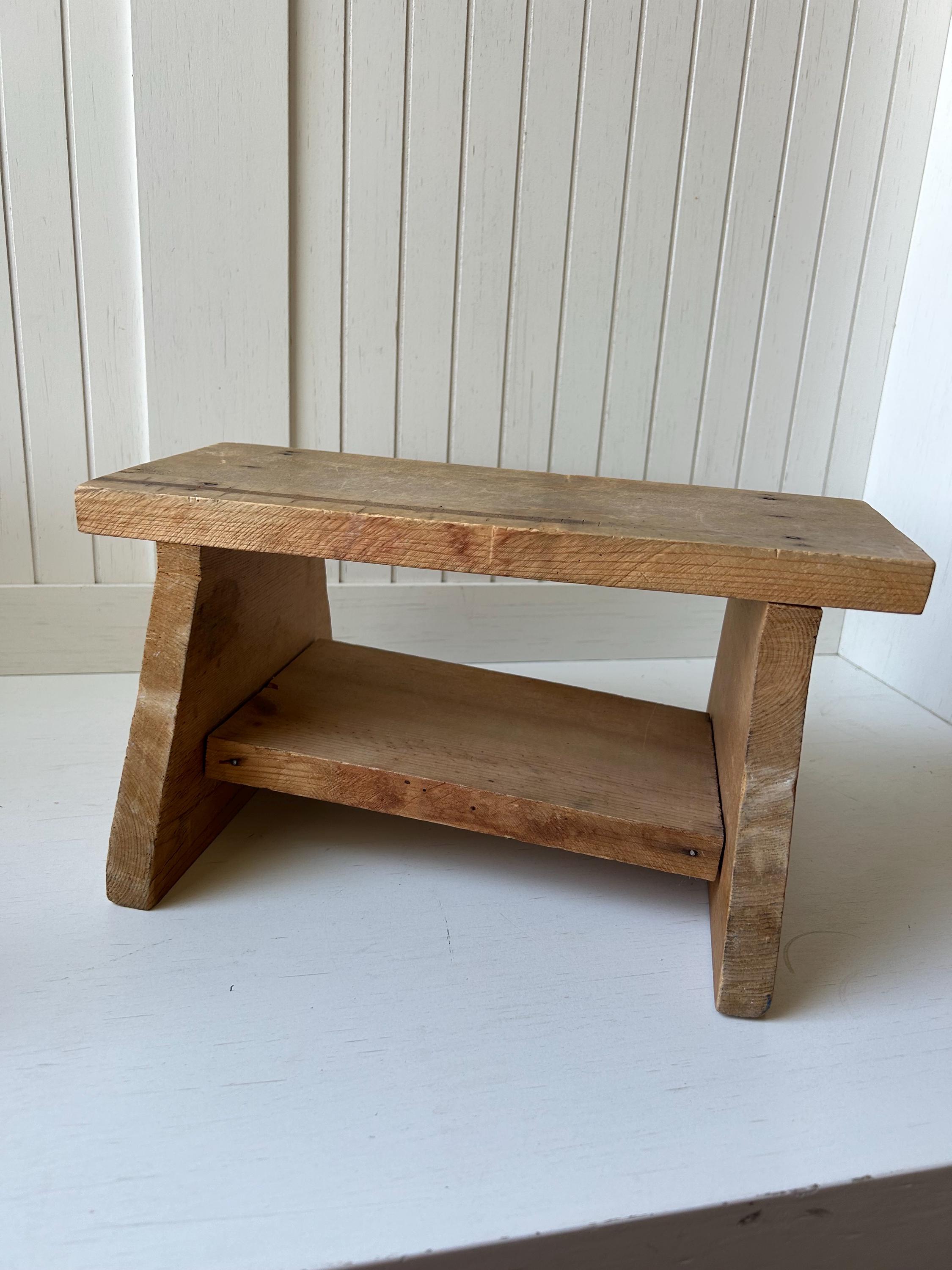 Vintage Handmade Wooden Stool | Rustic Plant Stand - Etsy