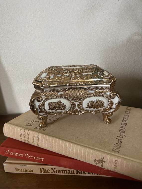 Vintage Gold Tone Jewelry Box | Vintage Trinket B… - image 5