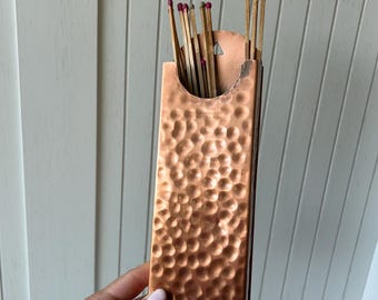 Vintage Copper Wall Pocket | Ornate Copper Wall Decor | Gallery Wall Decor | Cast Copper Match Holder | Vintage Match Holder