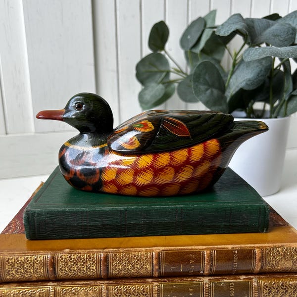 Vintage Ceramic Duck Trinket Dish | Vintage Ceramic Duck Lidded Dish | Duck Jewlery Box