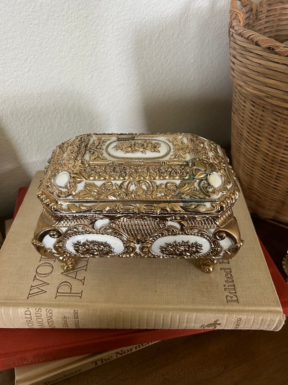 Vintage Gold Tone Jewelry Box | Vintage Trinket B… - image 2