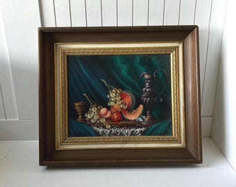 Vintage Fruit Oil Painting | Vintage Framed Still Life Painting | Painting | Vintage fruit Painting | framed Small painting