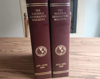 Vintage 1989 National Geographic Magazine Kavel met kunstleren slips, kavel van 11 inch