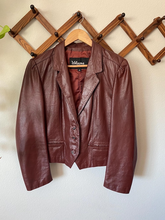Vintage 1970s Wilson's Leather Jacket Burgundy Brown Leather