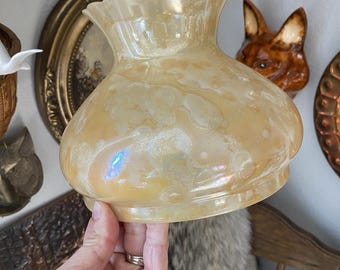 Paralume vintage in vetro opalino iridescente con mica, globo di ricambio da 6,5 pollici.
