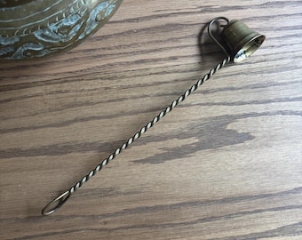 Vintage koperen kaarsendover met gedraaid handvat, grote snuiftabak, gemaakt in Noorwegen