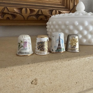 Vintage Thimbles Porcelain Souvenir Thimble Set Of 4 Cottagecore Trinkets