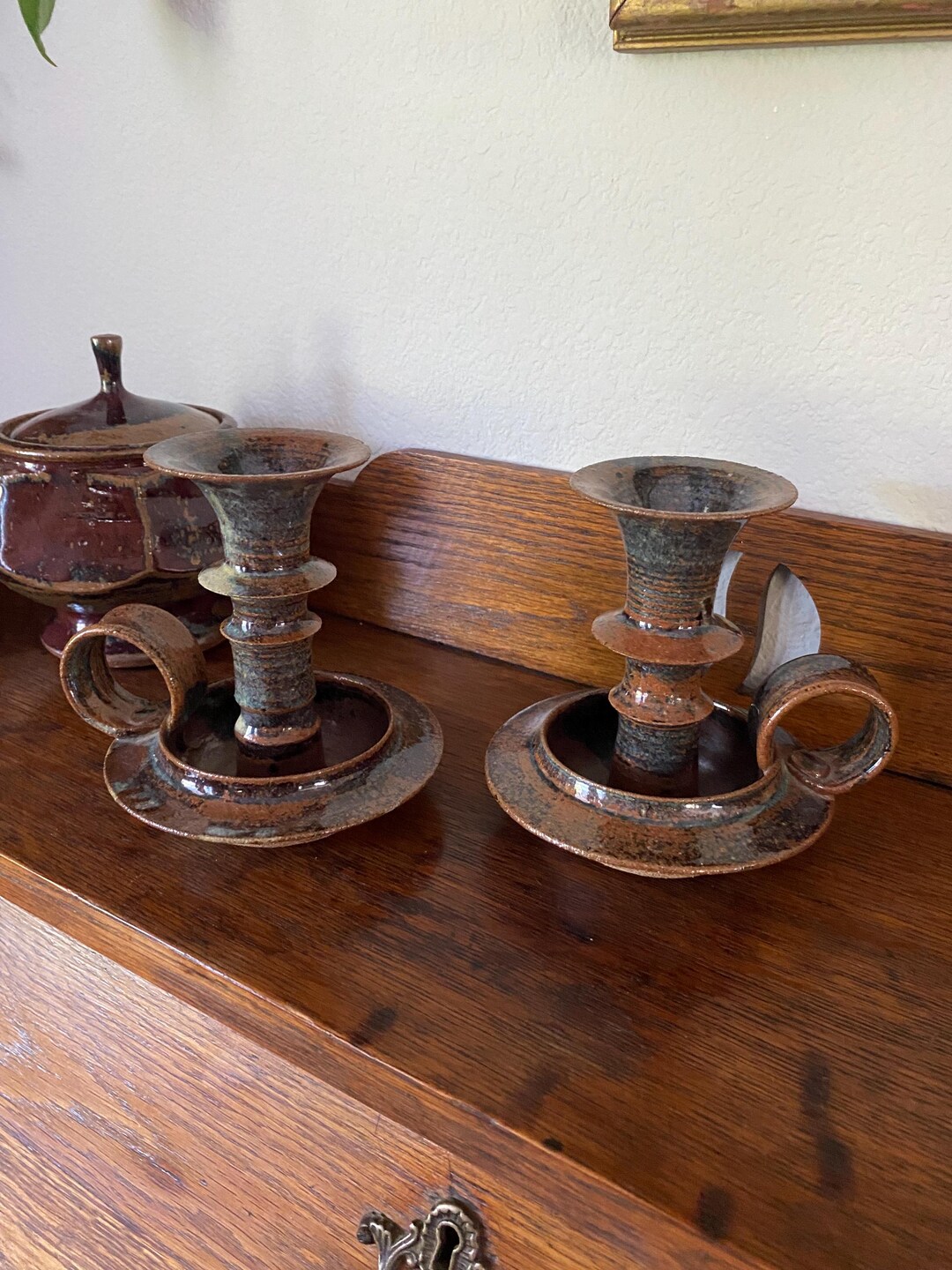Vintage Hand Thrown Pottery Candle Holders: Artist Signed Set - Etsy